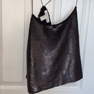 Sequined Black Crop Top